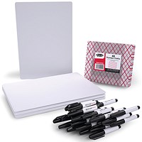 Show-me Plain Whiteboards x30 Whiteboard Pens x30 Cloths x40