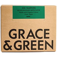 Grace and Green Bulk Organic Cotton Applicator Tampons, Super, Pack of 200