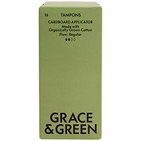 Grace and Green Organic Cotton Applicator Tampons, Regular, Pack of 16