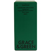 Grace and Green Organic Cotton Applicator Tampons, Super, Pack of 14