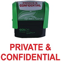 Colop Green Line Word Stamp, PRIVATE & CONFIDENTIAL, Red