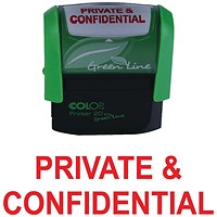 Colop Green Line Word Stamp PRIVATE and CONFIDENTIAL Red