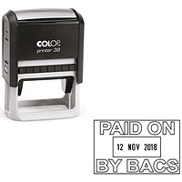 COLOP Printer 38 Self Inking Date and Message Stamp PAID ON BY BACS