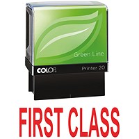 Colop Green Line Word Stamp FIRST CLASS Red