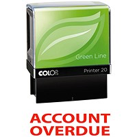 Colop Green Line Word Stamp, ACCOUNT OVERDUE, Red