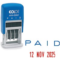 Colop Self Inking Mini Text and Date Stamp, Paid
