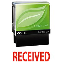 Colop Green Line Word Stamp, RECEIVED, Red