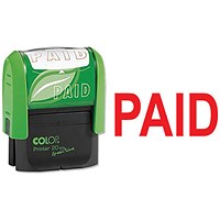 Colop Green Line Word Stamp, PAID, Red
