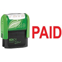 Colop Green Line Word Stamp PAID Red