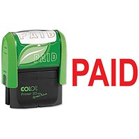 COLOP Green Line Word Stamp PAID Red
