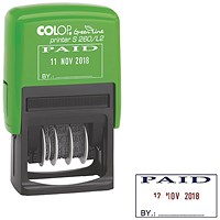 Colop S260/L2 Green Line Text and Date Stamp PAID