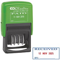 COLOP S260/L2 Green Line Text and Date Stamp PAID GLS260L2