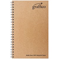 Graffico Recycled Wirebound Notebook, A5, Ruled, 160 Pages, Brown, Pack of 10 Graffico Recycled Wirebound Notebook, A5, Ruled, 160 Pages, Brown, Pack of 10