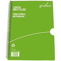 Graffico Recycled Wirebound Notebook, A4, Ruled, 100 Pages, Pack of 10 Graffico Recycled Wirebound Notebook, A4, Ruled, 100 Pages, Pack of 10