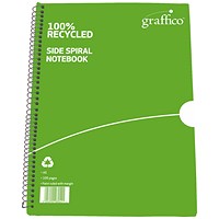 Graffico Recycled Wirebound Notebook, A5, Ruled, 100 Pages, Pack of 10 Graffico Recycled Wirebound Notebook, A5, Ruled, 100 Pages, Pack of 10