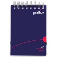 Graffico Polypropylene Wirebound Notebook, A7, Ruled, 140 Pages, Blue