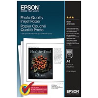 Epson A4 Photo Quality Paper, Matte, 104gsm, Pack of 100