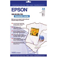 Epson A4 Iron-On Cool Peel Transfer Paper, 124gsm, Pack of 10