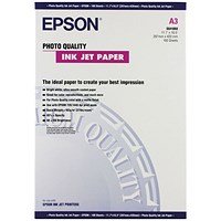 Epson A3 Matt Quality Inkjet Photo Paper, White, 102gsm, Pack of 100