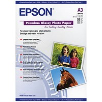 Epson A3 Premium Photo Paper, Glossy, 255gsm, Pack of 20 Epson A3 Premium Photo Paper, Glossy, 255gsm, Pack of 20