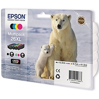 Epson 26XL High Yield Inkjet Cartridge Multipack - Black, Cyan, Magenta and Yellow (4 Cartridges)