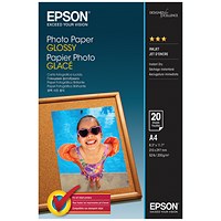 Epson A4 Photo Paper, Glossy, 200gsm, Pack of 20