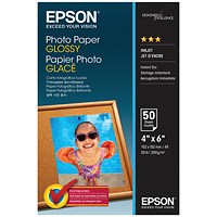 Epson 100mm x 150mm Photo Paper, Glossy, 200gsm, Pack of 50