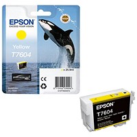 Epson T7604 Ink Cartridge Ultra Chrome HD Killer Whale Yellow C13T76044010