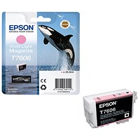Epson T7606 Killer Whale UltraChrome HD Ink Cartridge Vivid Light Magenta C13T76064010