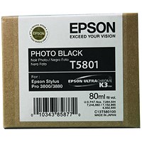 Epson T5801 Photo Black Inkjet Cartridge C13T580100, T5801