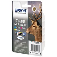 Epson T1306 XL High Yield Inkjet Cartridge Multipack - Cyan, Magenta and Yellow (3 Cartridges)