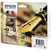 Epson 16XL High Yield Inkjet Cartridge Multipack - Black, Cyan, Magenta and Yellow (4 Cartridges)