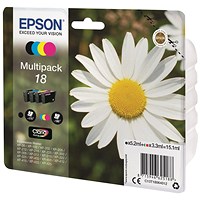 Epson 18 Inkjet Cartridge Multipack - Black, Cyan, Magenta and Yellow (4 Cartridges) Epson 18 Inkjet Cartridge Multipack - Black, Cyan, Magenta and Yellow (4 Cartridges)