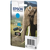 Epson 24XL Elephant Claria Photo HD Ink Cartridge High Yield Cyan C13T24324012