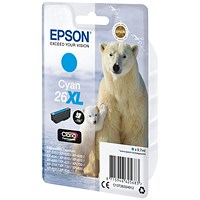 Epson 26XL Ink Cartridge Premium Claria Polar Bear Cyan C13T26324012