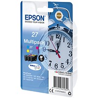 Epson 27 Alarm Clock DURABrite Ultra Ink Cartridge CMY Multipack C13T27054012