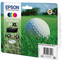 Epson 34XL Ink Cartridge DURABrite Ultra High Yield Multipack Golf Ball CMYK C13T34764010