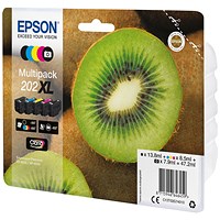 Epson 202XL Premium Ink Claria High Yield Multipack Kiwi CMYK/Photo Black C13T02G74010