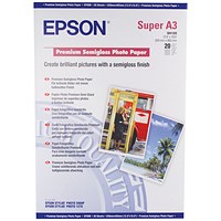 Epson A3 Premium Photo Paper, Semi-Gloss, 250gsm, Pack of 20