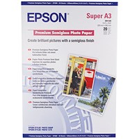 Epson A3 Premium Photo Paper, Semi-Gloss, 250gsm, Pack of 20 Epson A3 Premium Photo Paper, Semi-Gloss, 250gsm, Pack of 20