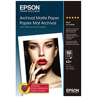 Epson A3 Archival Paper, Matte, 192gsm, Pack of 50 Epson A3 Archival Paper, Matte, 192gsm, Pack of 50