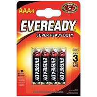 Eveready Super Heavy Duty AAA Carbon Zinc Batteries, Pack of 4