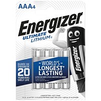 Energizer Ultimate AAA Lithium Batteries, Pack of 4