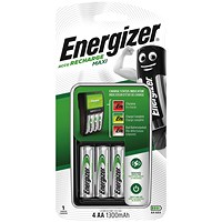 Energizer Rechargable Batteries Charger, Comes with 4 x AA Rechargeable Batteries