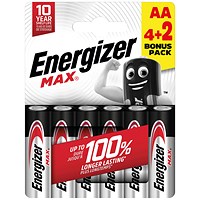 Energizer Max AA Alkaline Batteries, Pack of 6