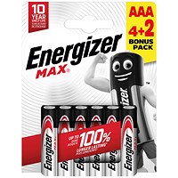 Energizer Max AAA Alkaline Batteries, Pack of 6