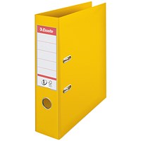 Esselte No. 1 A4 Lever Arch Files, 75mm Spine, Plastic, Yellow, Pack of 10
