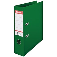 Esselte No. 1 A4 Lever Arch Files, 75mm Spine, Plastic, Green, Pack of 10