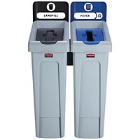 Rubbermaid Slim Jim Recycling Station 2 Stream Black/Blue