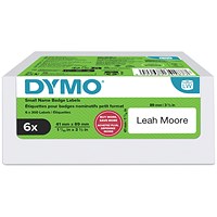 Dymo Small Name Badge Labels 41x89mm 300 Labels (Pack of 6) 2234187